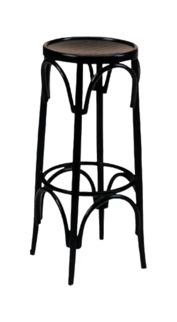 Sgabello bistrot legno laccato nero seduta legno 36x36x72 - Mobili 2G