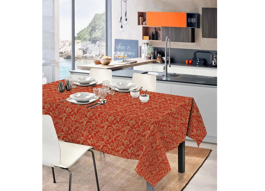 Tovaglia In Cotone Disegno Ramage 7937 - 140x180 - Rosso