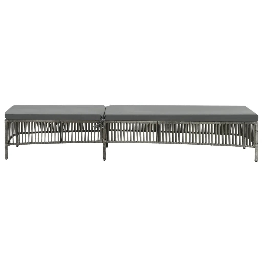 Lettino Prendisole con Cuscino in Polyrattan Grigio 44455