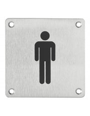Cartello toilette per uomo, da avvitare, targa in acciaio inossidabile spazzolato, marcatura nera, 100x100mm - THIRARD