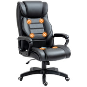 EasyComfort Poltrona Massaggiante da Ufficio a 6 Punti con Altezza Regolabile, in Similpelle Nera, 66x78x112-120 cm