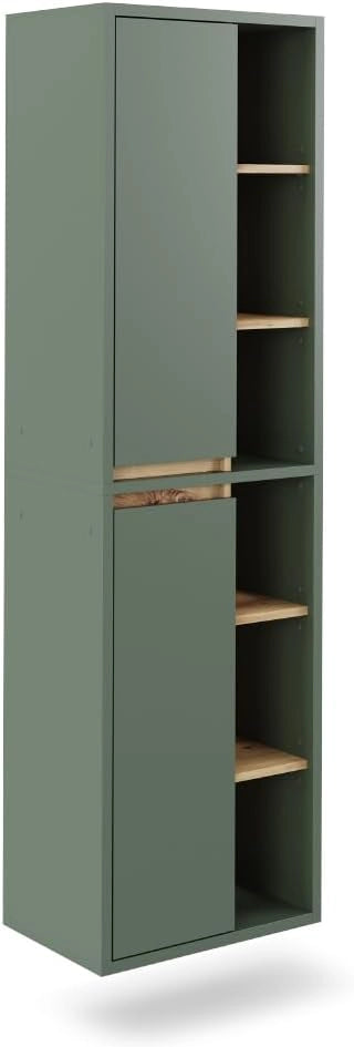 Mobile alto Viola, Verde/antracite, 50 x 170 cm con ripiani aperti, adatto al montaggio a parete e combinabile con altri mobili Viola