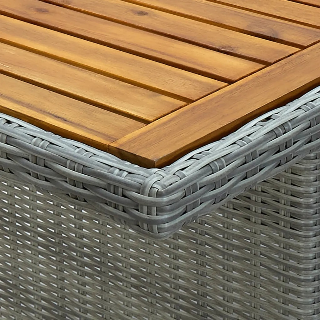 Tavolo da Giardino Grigio Chiaro in Polyrattan e Legno Acacia cod mxl 34350