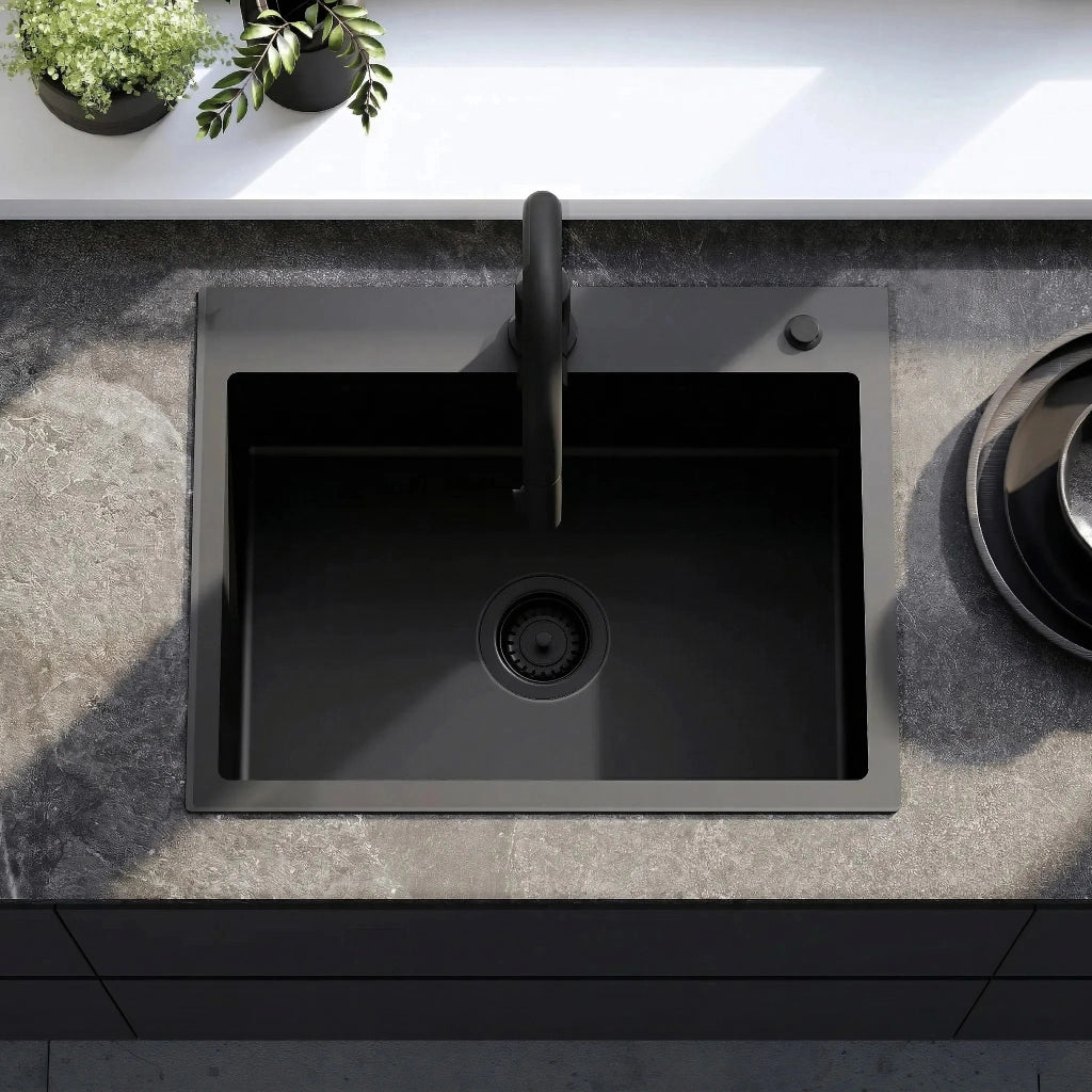 Lavello In Acciaio Liam Black senza rubinetto da cucina