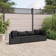 Set di divani da giardino 4 pezzi con cuscini in rattan sintetico nero, set da giardino esterno, mobili da giardino, mobili da giardino, set di mobili da giardino - 3308459