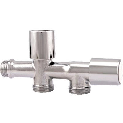 DOPPIO RUBINETTO A VITE X LAVATRICE 240 ITAP - OTTONE CROMATO 1/2MX3/4M