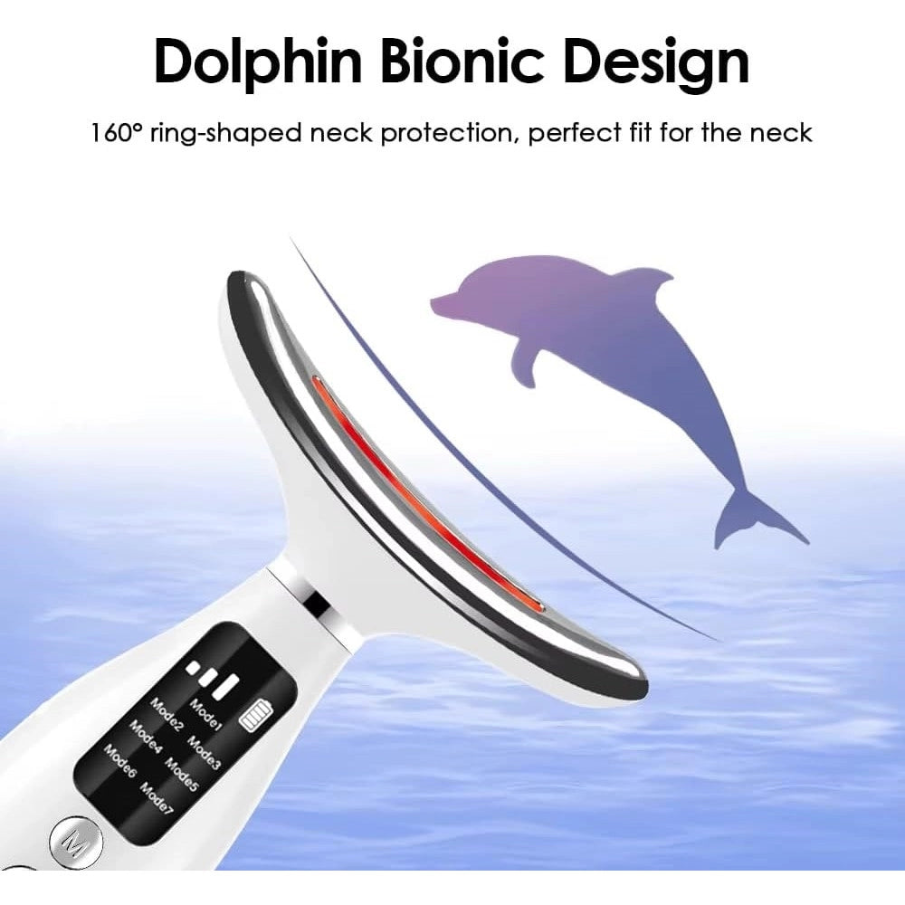 Trade Shop - Massaggiatore Viso Collo Lifting Elettrico Antirughe Dispositivo Bellezza Led Ems Gua Sha -