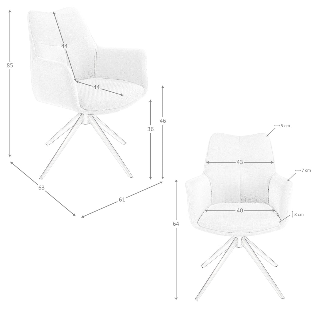 Sedia girevole in tessuto crema