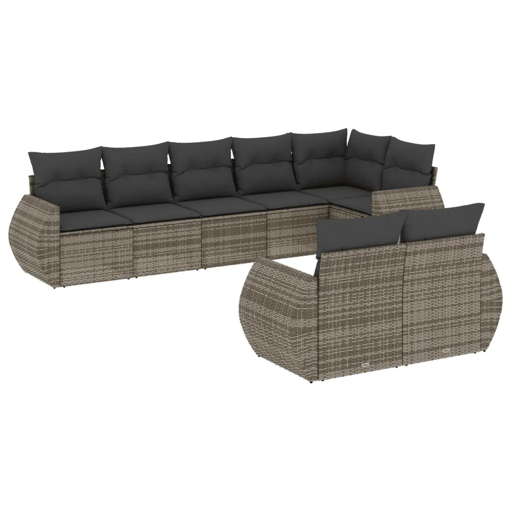 Set Divano da Giardino 8 pz con Cuscini Grigio in Polyrattan 3253957