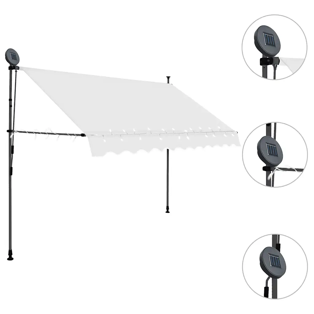 Tenda da Sole Retrattile Manuale con LED-Tenda parasole per Patio 300 cm Crema