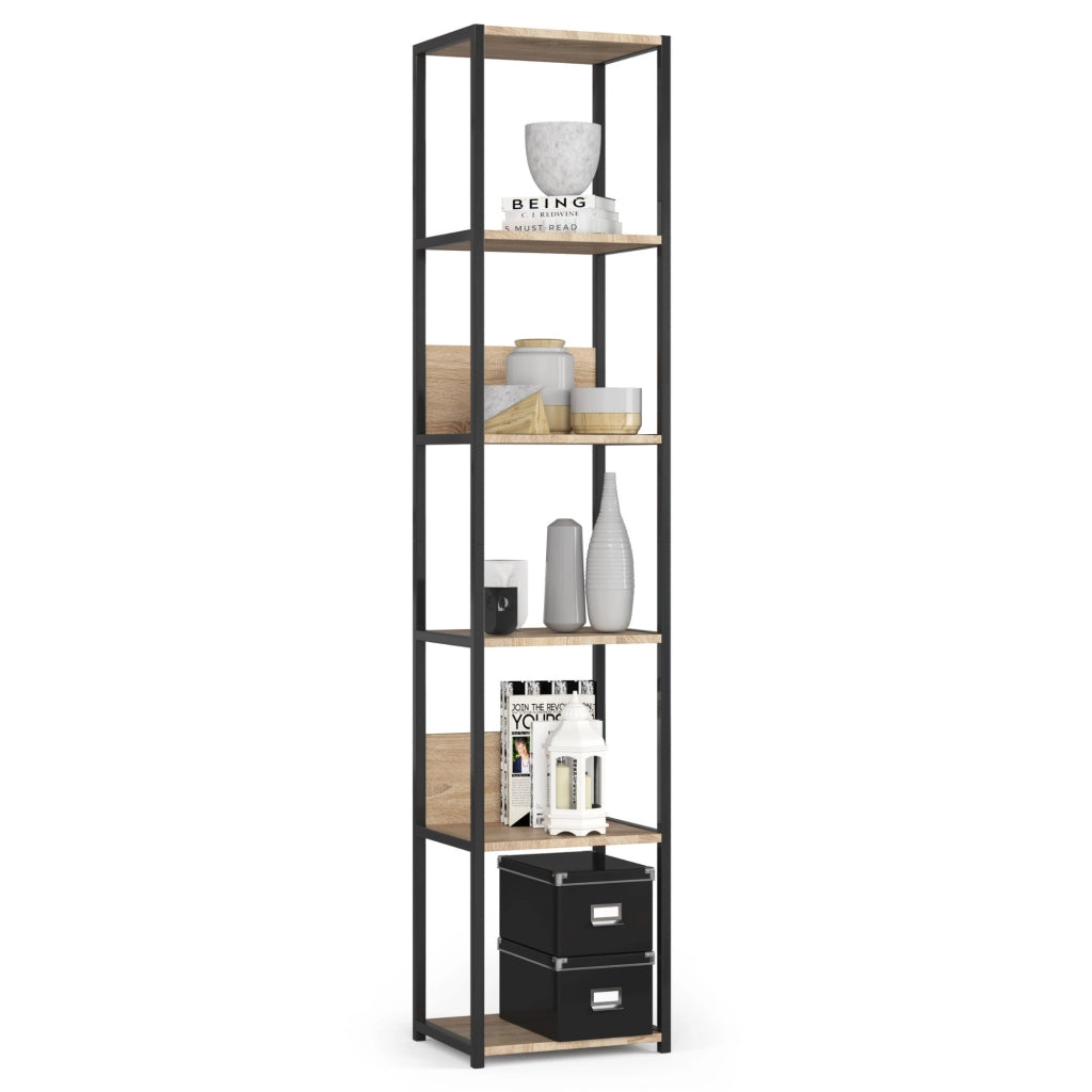 Scaffale stile industriale con ripiani in legno 40 cm Nera, Quercia Sonoma 40x32x192 cm