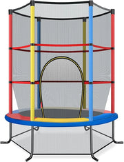 Trampolino Elastico Bambino in Acciaio, Tappeto Elastico Bambini da Esterno e da Interno, con Rete e Cusicnetti Antiscivolo