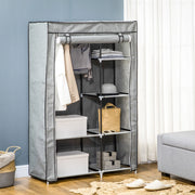 Armadio in tessuto grigio 103x43x162,5 cm con 6 ripiani e appendiabiti