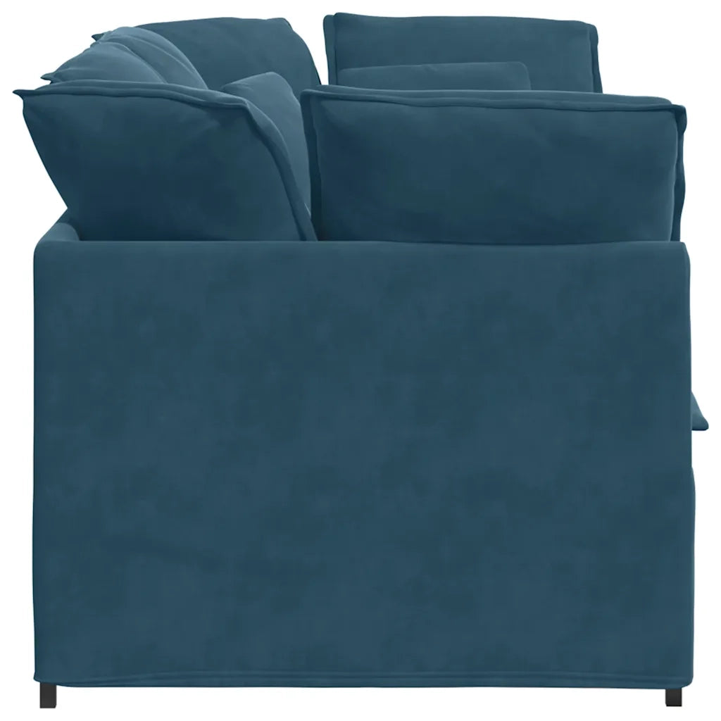 Divano | Divano da soggiorno | Sofa Modulare con Cuscini in Velluto Blu