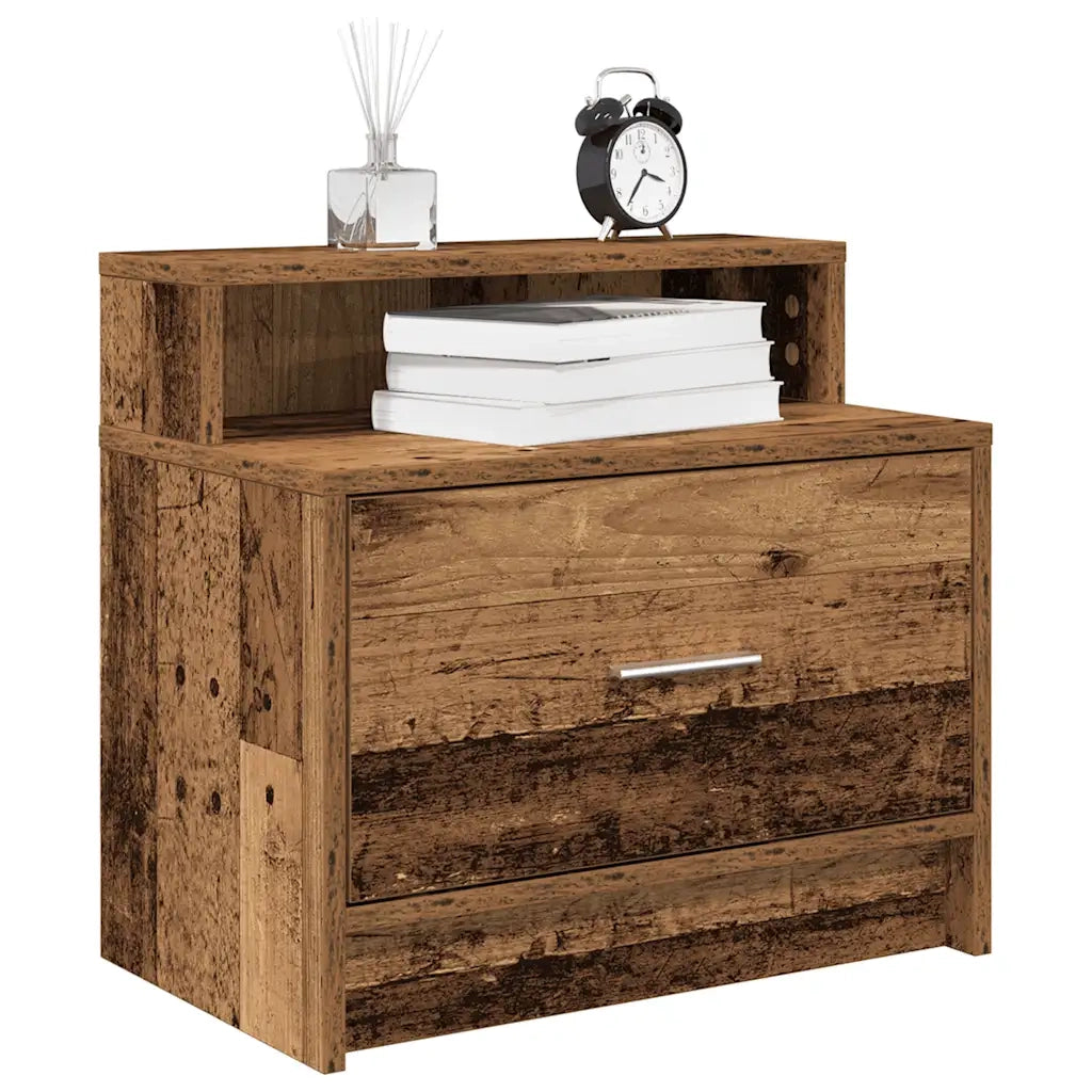 Comodini con Cassetto 2 pz in Legno Antico 51x31x47 cm