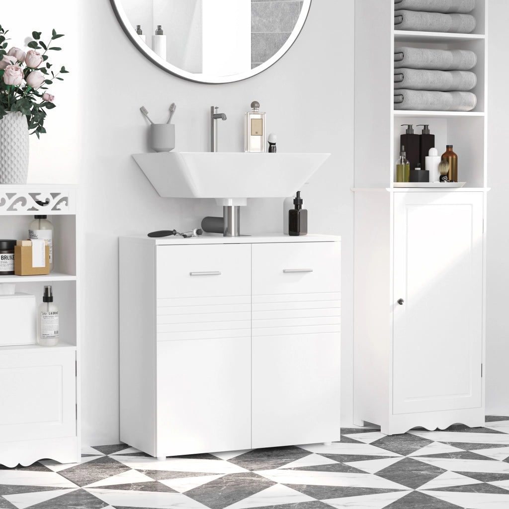 Mobile Sottolavabo ¨C Xylo ¨C 2 Ante Legno Bianco Lucido con Mensola Regolabile