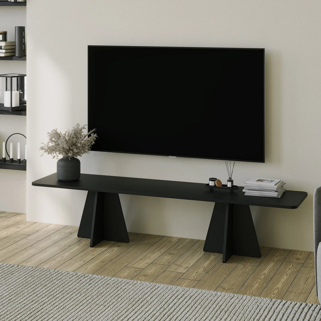 Cairano, Mobile Porta tv Peso Supportato 40 kg, 180x42x40h cm Nero