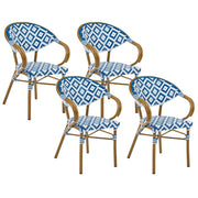 Set di 4 sedie da giardino in Rattan  blu e bianco con struttura in alluminio