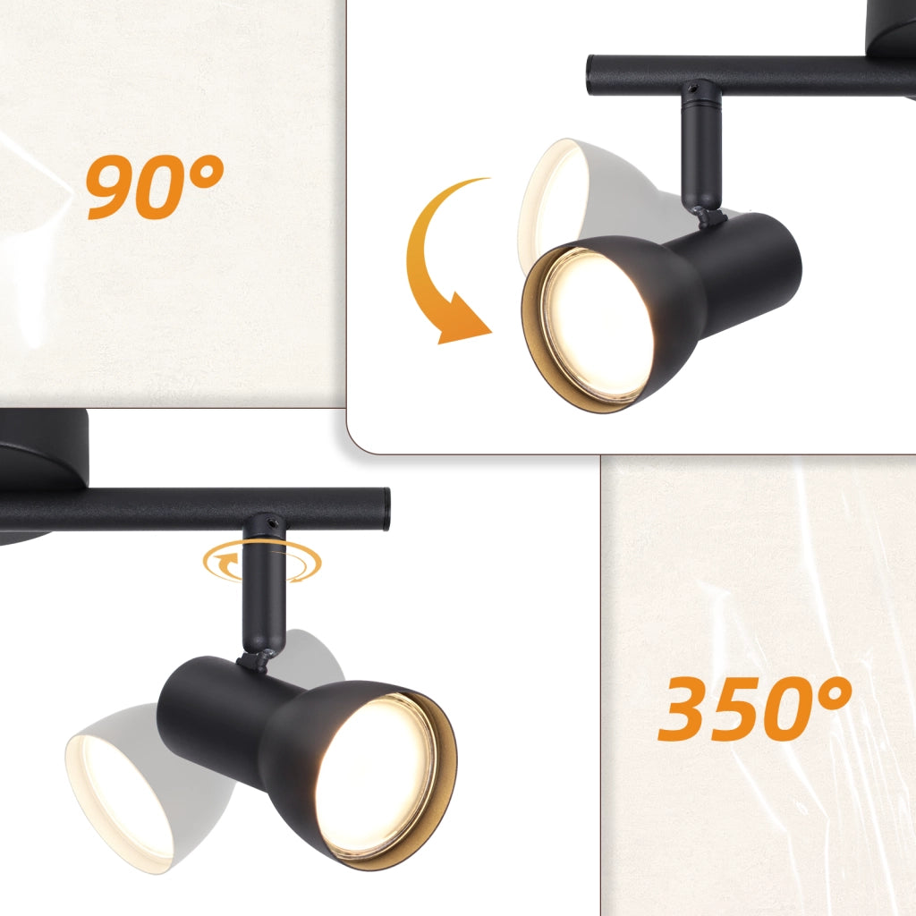 ZMH Faretto da soffitto neri 1 luce GU10 orientabili 350° metallo design moderno senza lampadina