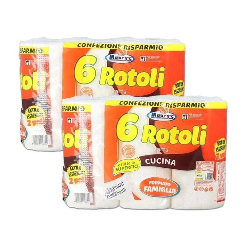 MAURY'S CARTA CUCINA CIRILLO 2 VELI ASSORBENZA EXTRA 1006 GR 12 ROTOLI