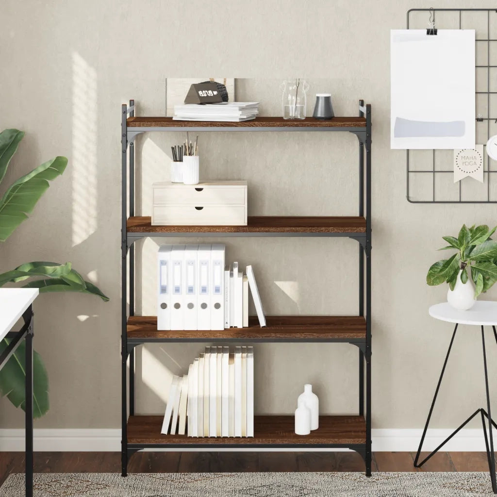 Libreria 4 Ripiani Rovere Marrone 80x30x120cm Legno Multistratocod mxl 108534