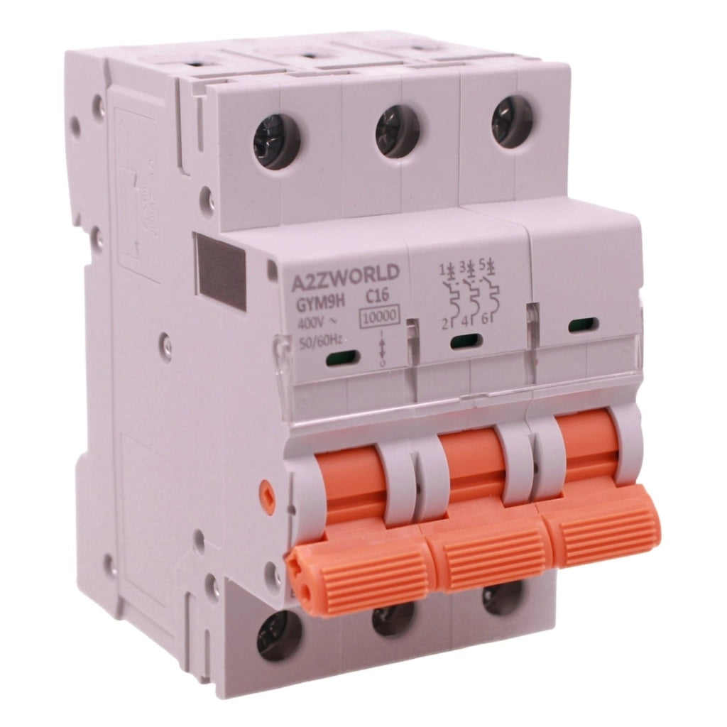 MCB Interruttore Magnetotermico Automatico Curva C 3P 3M 10000A AC 400V IP20 GYM9H, Accoppiabile Con Bobina di Sgancio GA01231 GA01232, Disponibili 16A 20A 25A 32A 40A 63A (C16A)