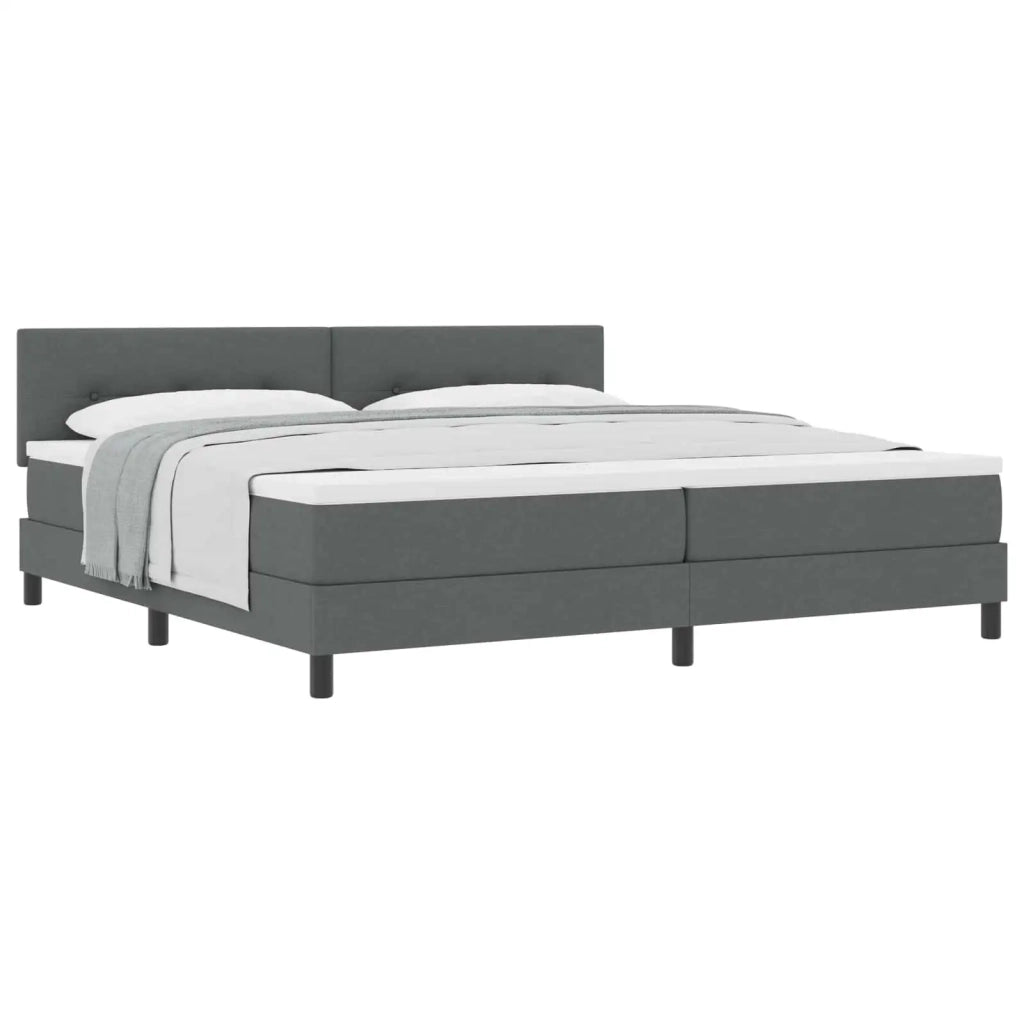 Letto a molle con testiera Grigio scuro 200 x 200 cm Tessuto 3338714