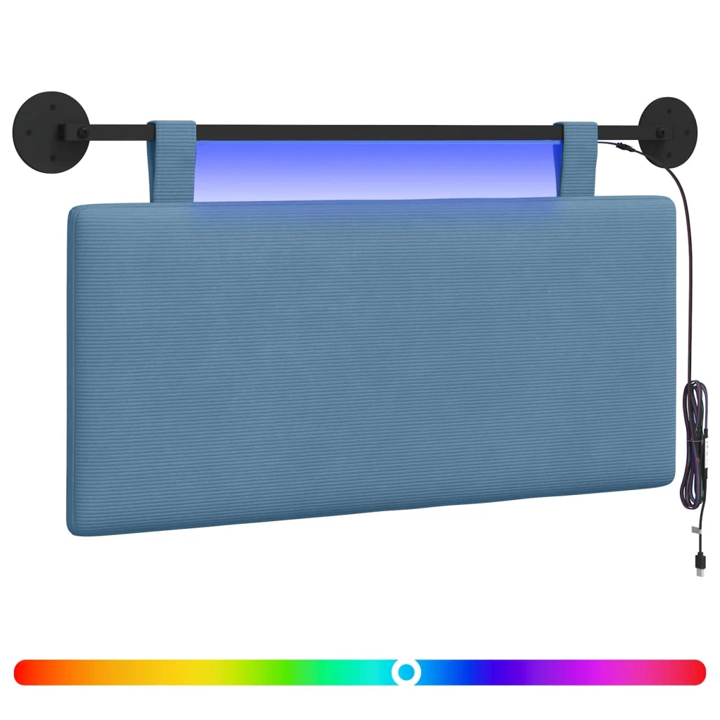 Testiera sospesa Con luce LED Blu Tessuto in Cords