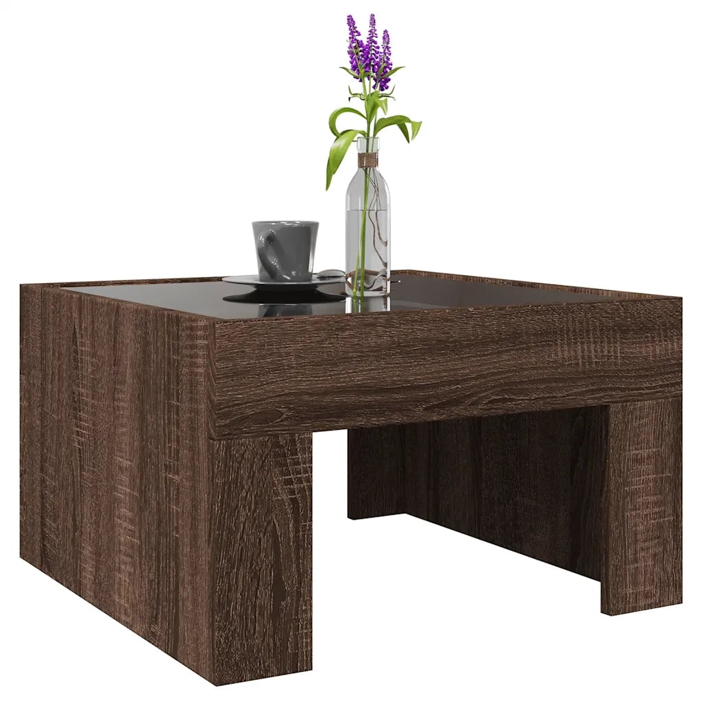 Tavolino da Salotto con LED Infinity Rovere Marrone 50x50x30 cm 847608