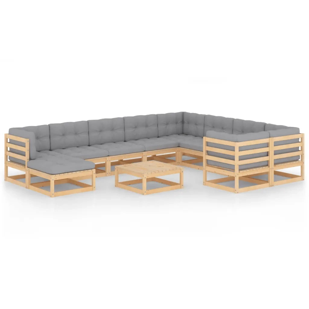 Set Divani da Giardino 11 pz con Cuscini Legno Massello di Pino cod mxl 40312