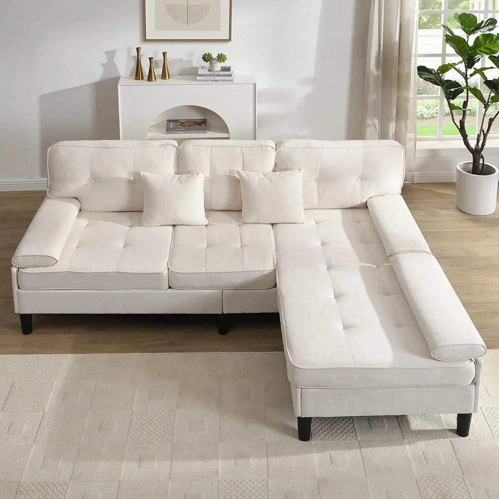 Divano angolare modulare in velluto - Xylo - 195 cm - Trasformabile in letto, poggiapiedi rimovibile
