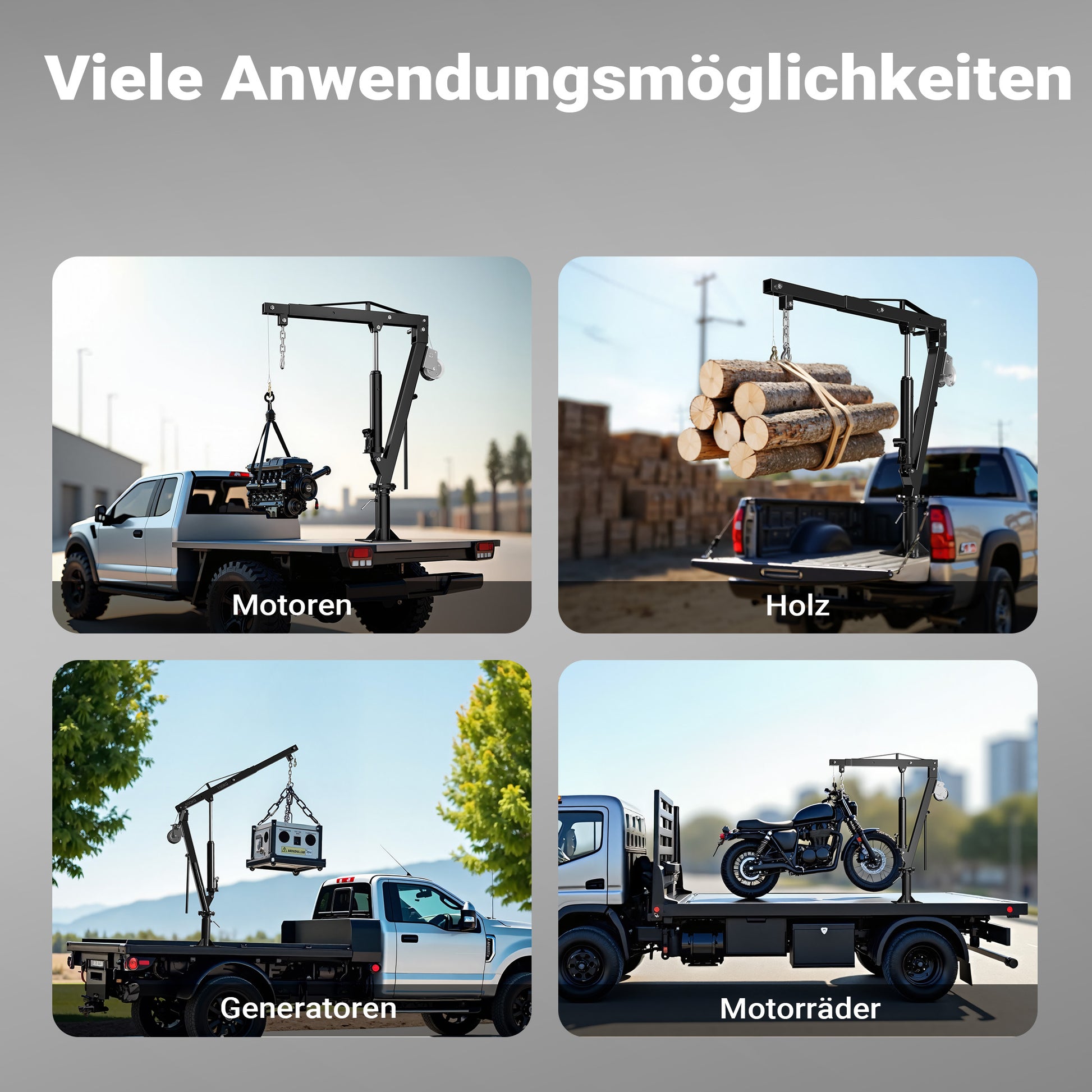 Gruetta per pick up idraulica con verricello max 500 kg 1770 mm girevole a 360° Mini gru di sollevamento