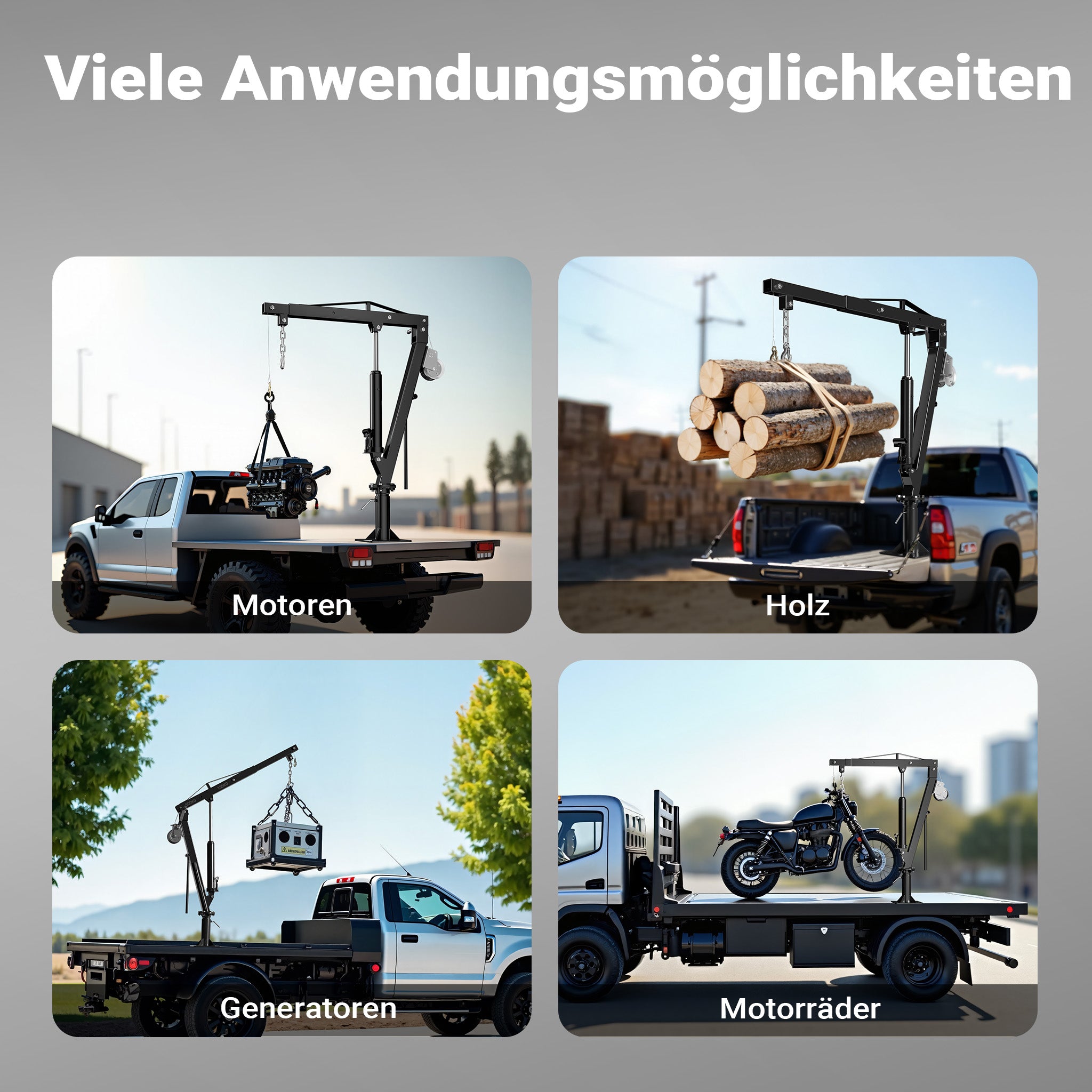 Gruetta per pick up idraulica con verricello max 500 kg 1770 mm girevole a 360° Mini gru di sollevamento