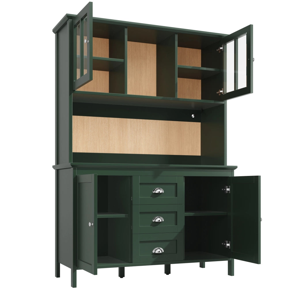 Credenza cucina 120x40x179 cm con luci LED; MDF; verde