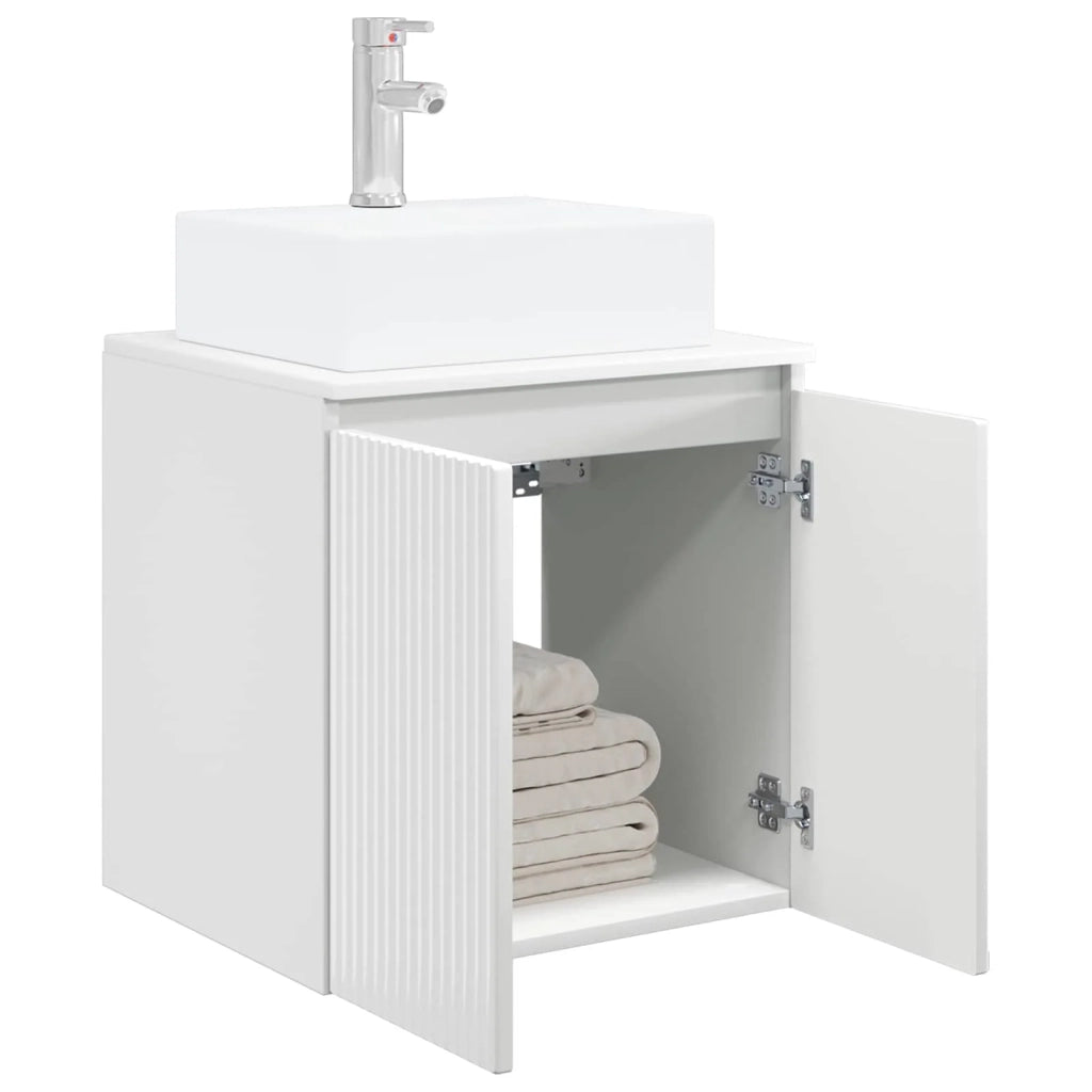 Mobile Lavabo da Parete Bianco Lucido 49,5 x 41 x 62,5 cm 890416