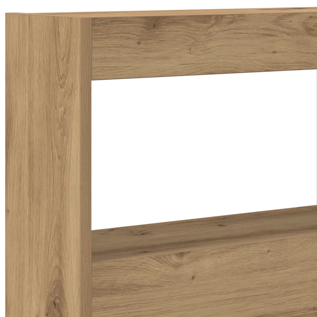 Testiera con Contenitore a LED Rovere Artigianale 140x17x102 cm
