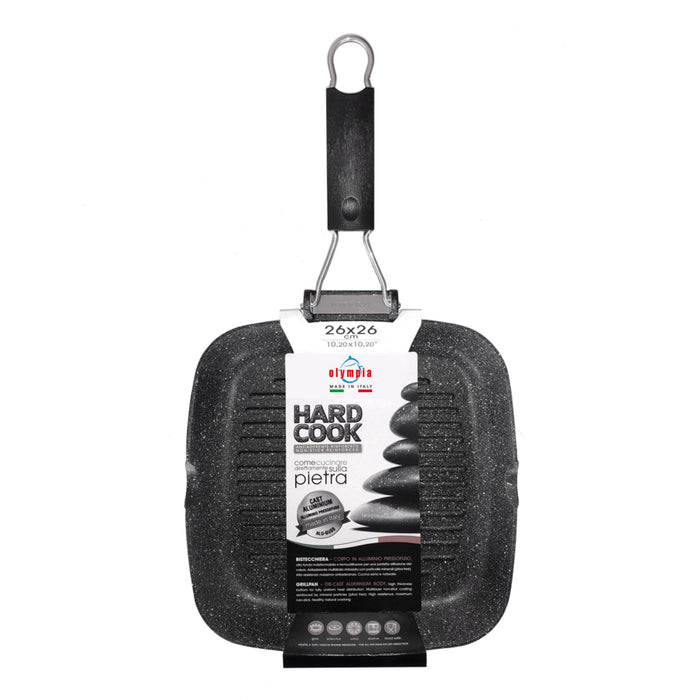 Bistecchiera Antiaderente 1 Manico 26x26 cm Olympia Hard Cook