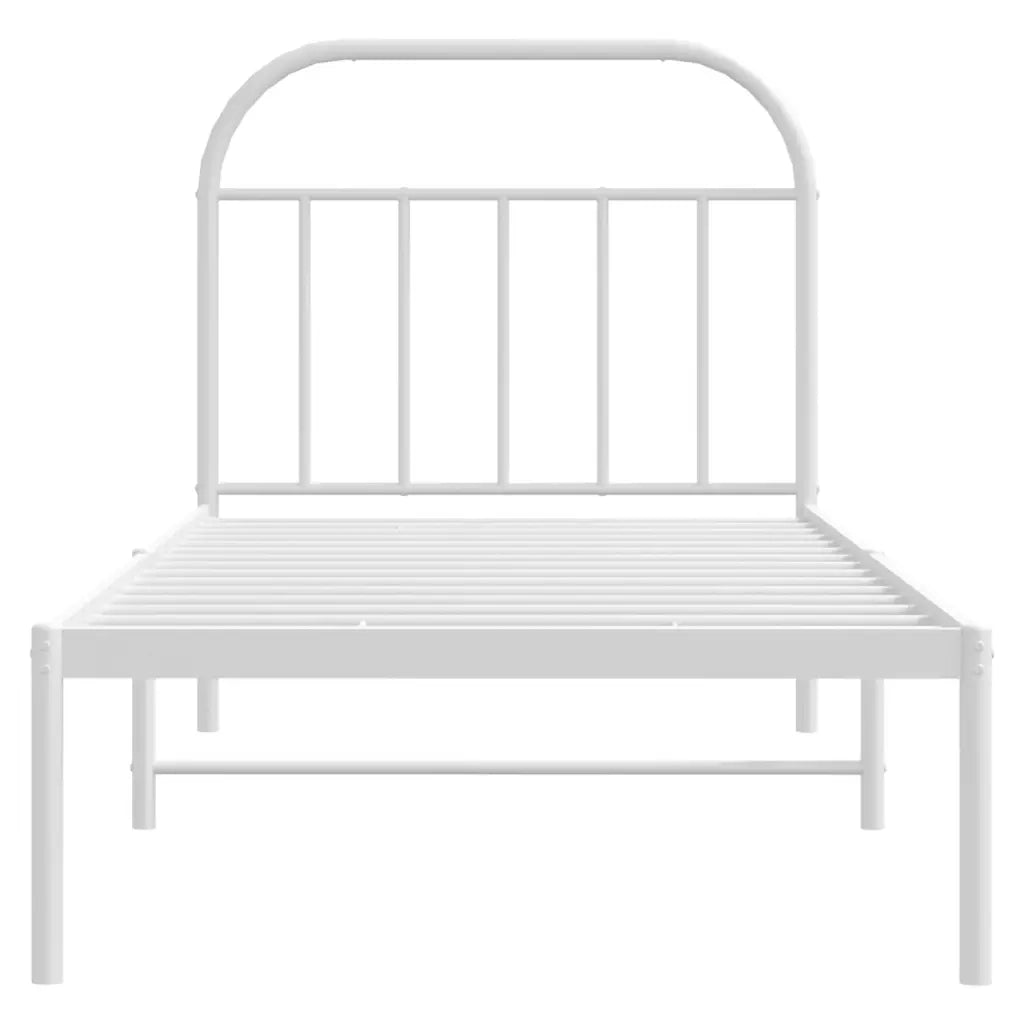 Giroletto con Testiera-Struttura Letto con testiera Metallo Bianco 90x190 cm 206719
