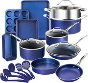 Set di Cottura da 20 pezzi - Set di Panni e Piatte Antiforatura con Smalto Duraturo e Coating con Diamante