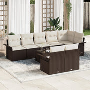 Set di divani da giardino 8 pezzi con cuscini in grigio polirattan