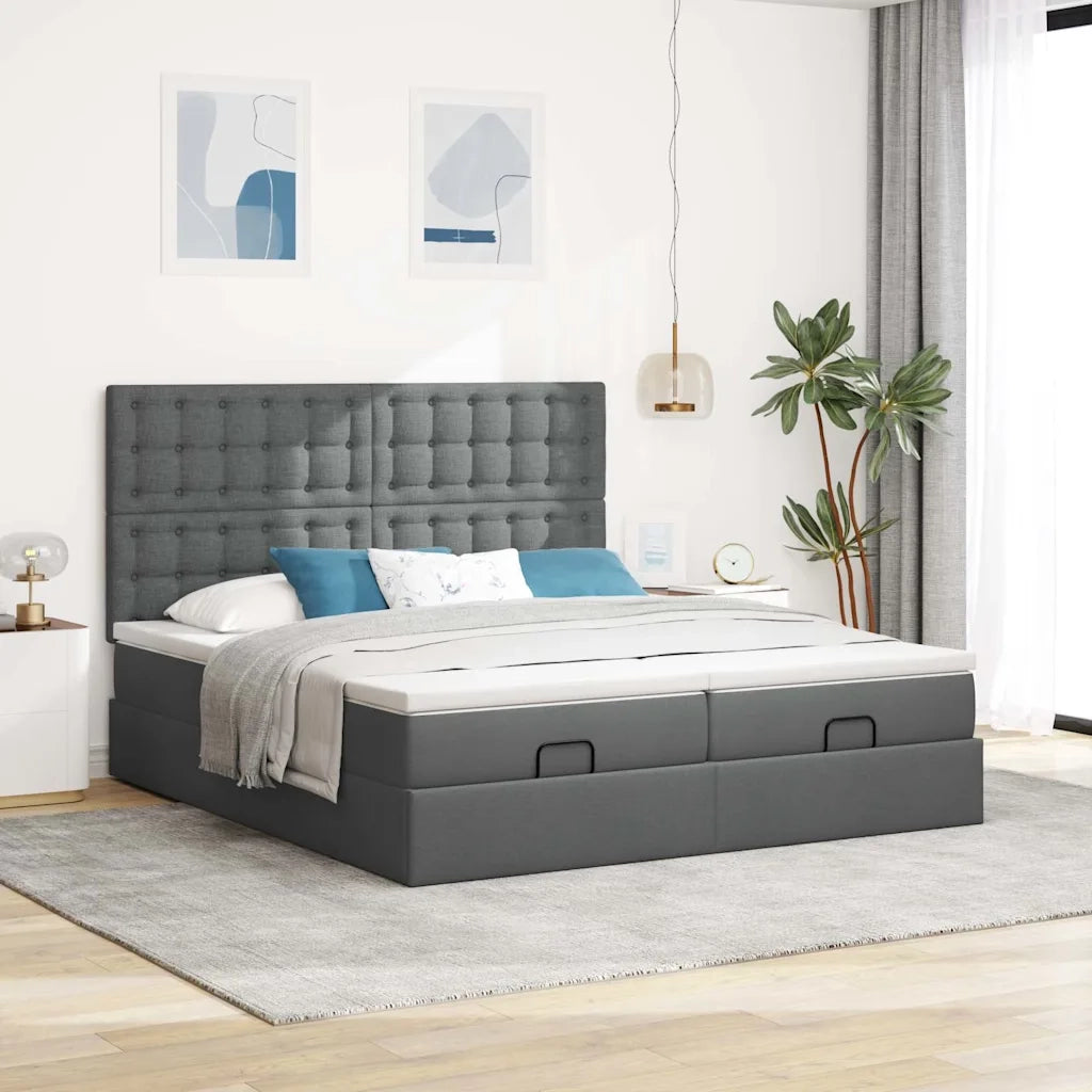 Struttura Letto Pouf con Materassi 200x200 cm in Tessuto 3314591