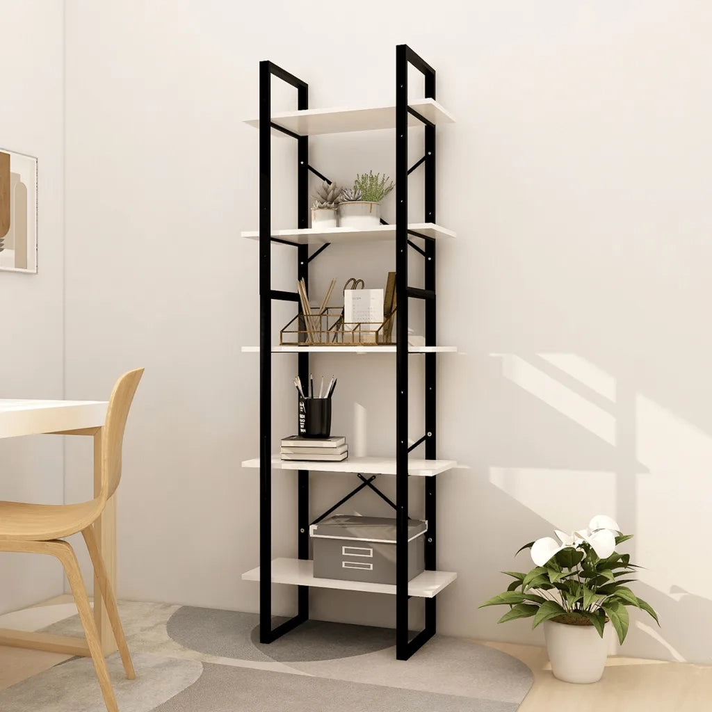 Libreria a 5 Ripiani Bianca 60x30x175 cm in Legno di Pino 3081984