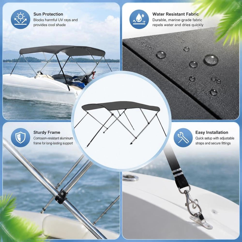3-Bow Bimini Top Anthracite 183x196x137 Cm
