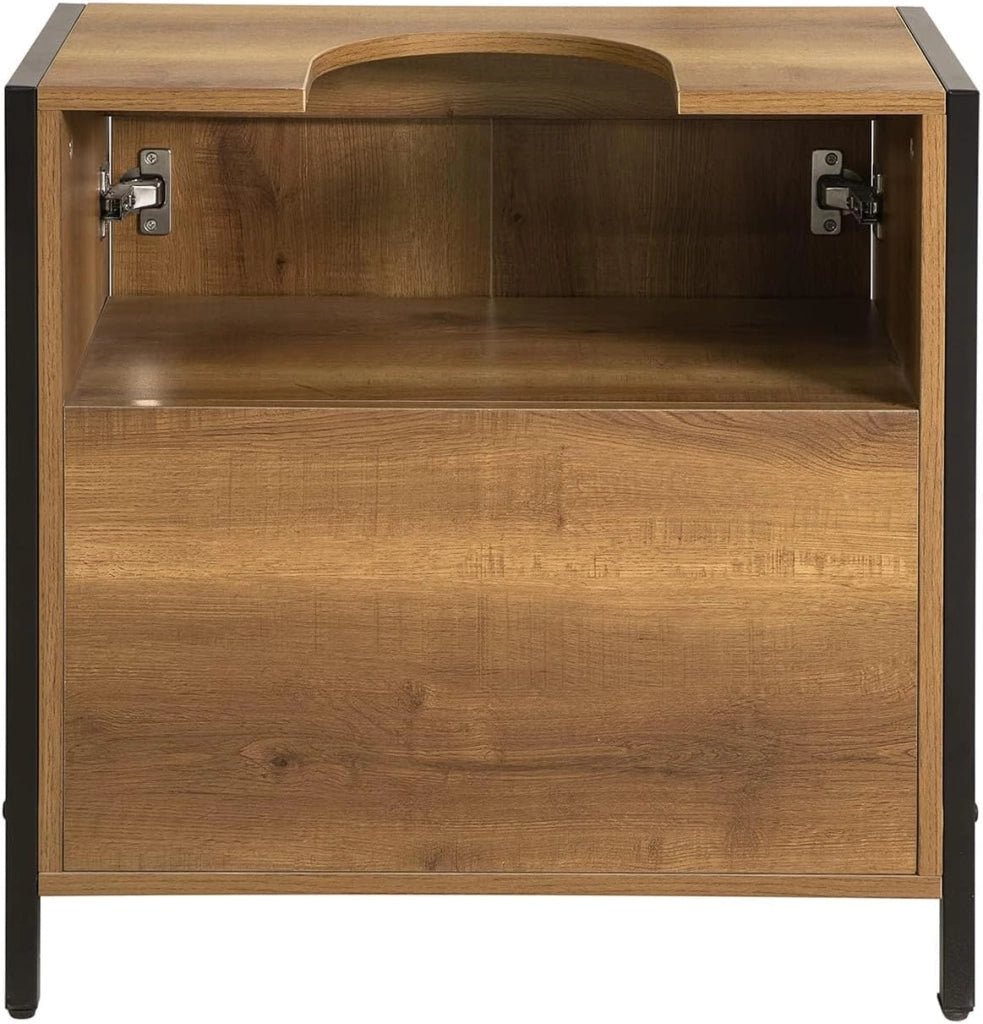 Mobiletto Bagno Salvaspazio - Mobile Sottolavabo per Bagno con 2 Ante e Ripiano, Mobile Sotto Lavabo da Terra con Piedini Regolabili 60x60x30 cm BZR63-PF