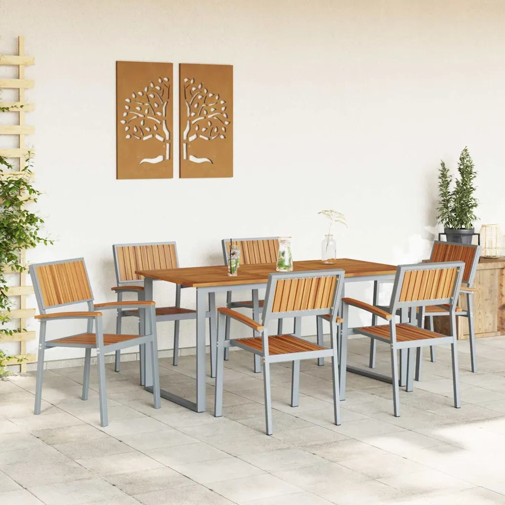 Set da Pranzo per Giardino 7 pcs Grigio