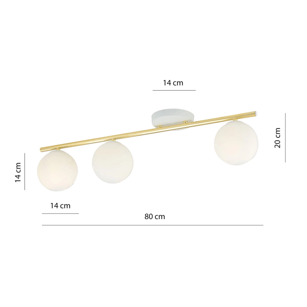Plafoniera Emibig Monza 3 3xE14 ottone/bianco 80cm