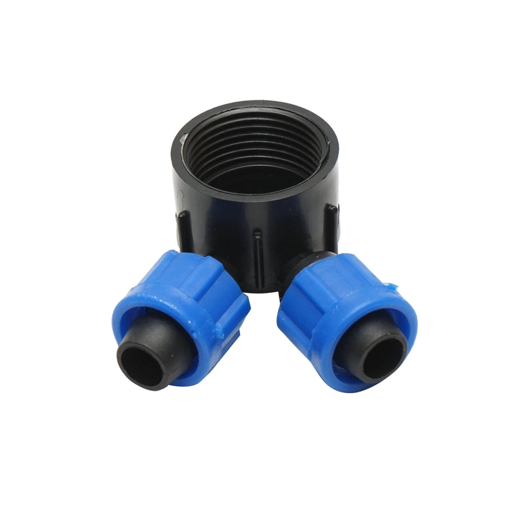 Distributore di connessione per tubo e tubo di gocciolamento da 16mm con 2 teste per sistemi di irrigazione