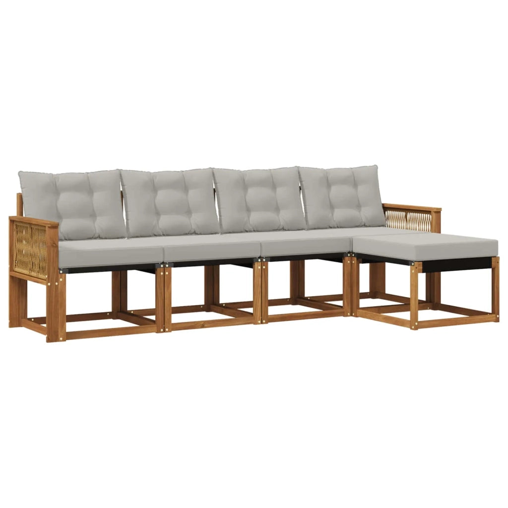 Set di divani da esterno 5 pz Naturale e Grigio Chiaro 3381891