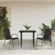 Set da Pranzo da Giardino 3 pz Nero in Acciaio e Textilene 3200702