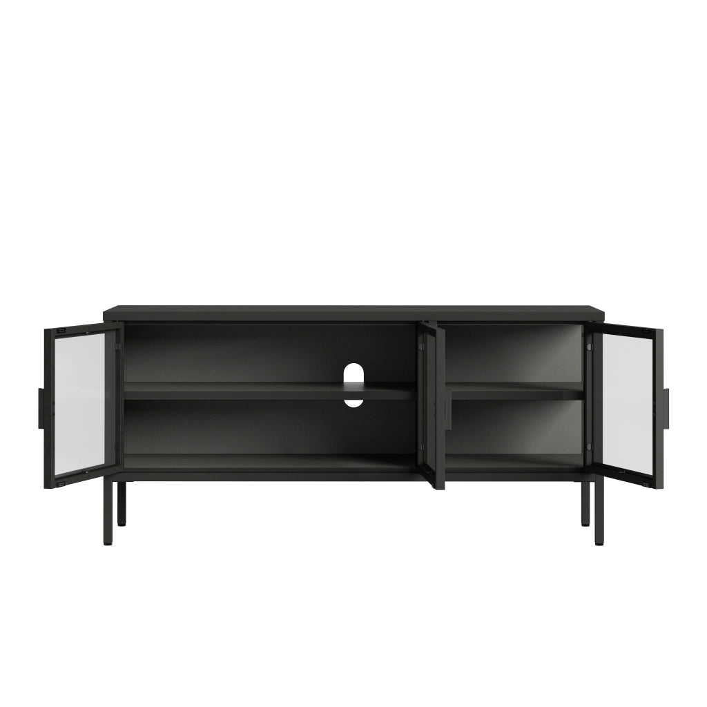 Armadietto con Vetrina Borshavisa Mobile TV con 3 Ante in Vetro 55x118x35 cm [en.casa]